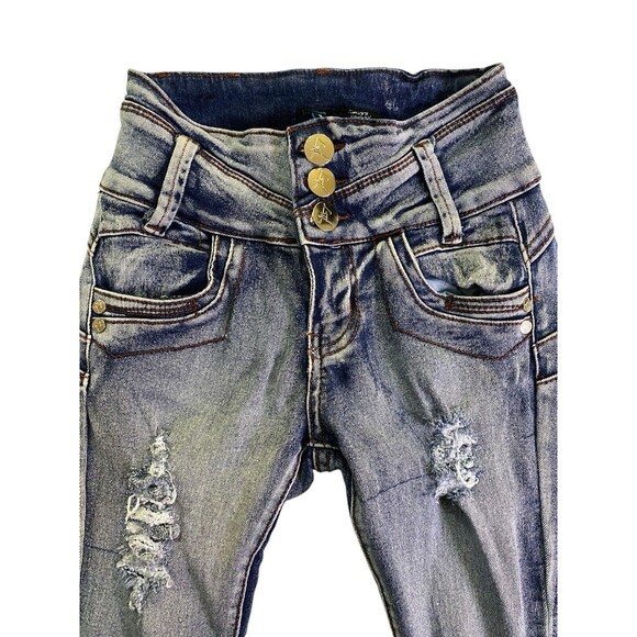 Always Friday Women's Distressed Jeans 3 Button Stretch Waist Size 0 Pants - Picture 11 of 13